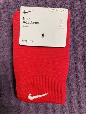 Nike Academy Knee-High Soccer Socks - Red with White Swoosh